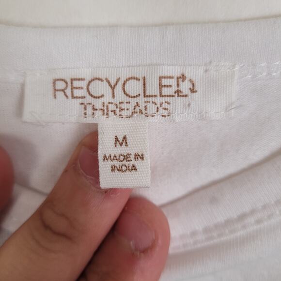 New Recycled Threads womens white recycle graphic short sleeve tshirt medium - Picture 3 of 6